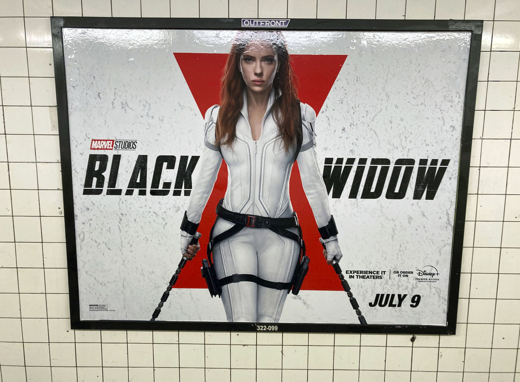 Marvel Studios "Black Widow" promotional poster in NYC - 6/27/21